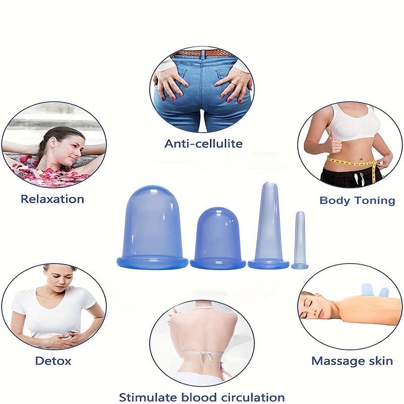 4 Pcs Silicone Vacuum Cup for Cellulite Massage